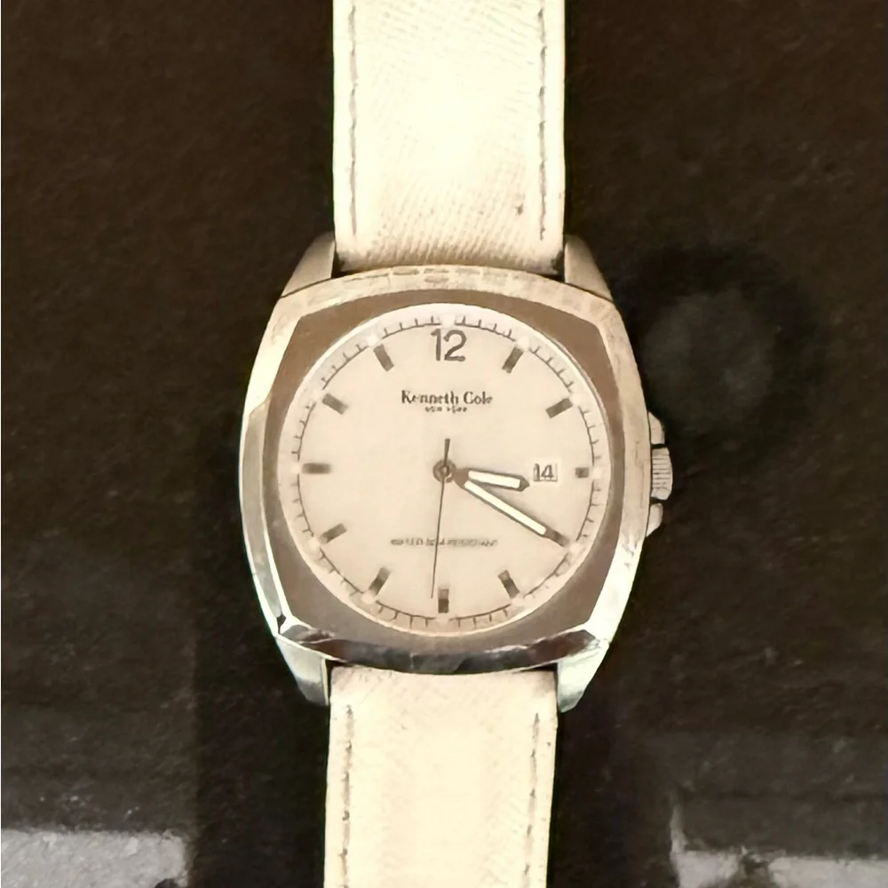 Kenneth Cole New York Silver White Dial Men’s Watch with White Band